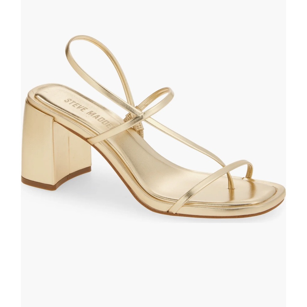 Steve Madden Metallic Gold Strappy Block Heel Sandal